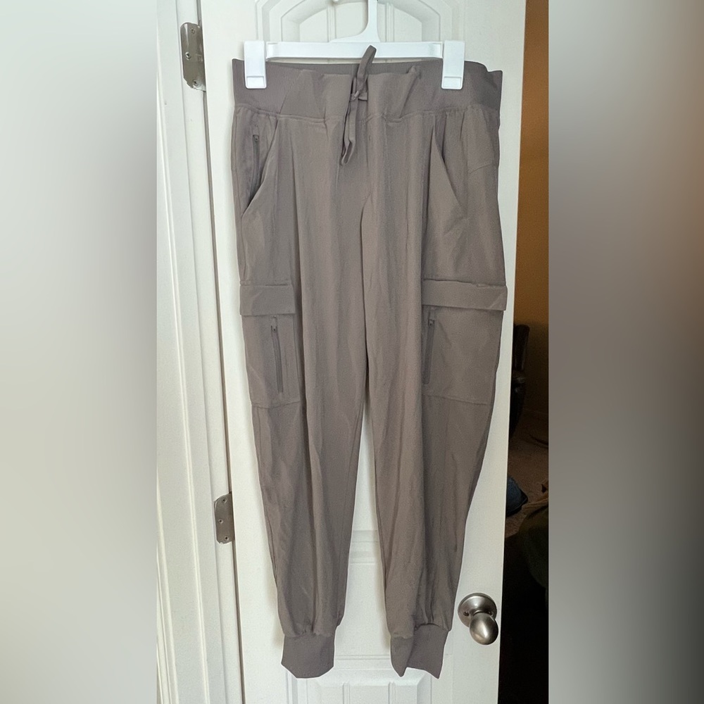 Women's Stretch Woven Tapered Cargo Pants. All in Motion. -Mauve/Brown